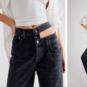agolde broken waist black jeans